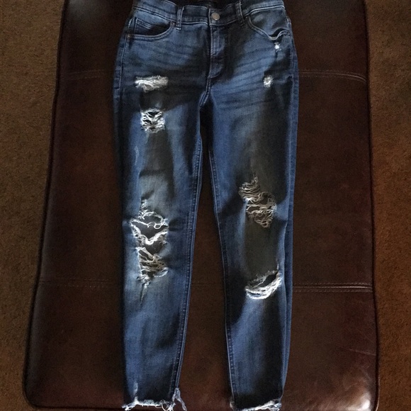 Express Ripped Ankle High Rise Jeans - Picture 15 of 16